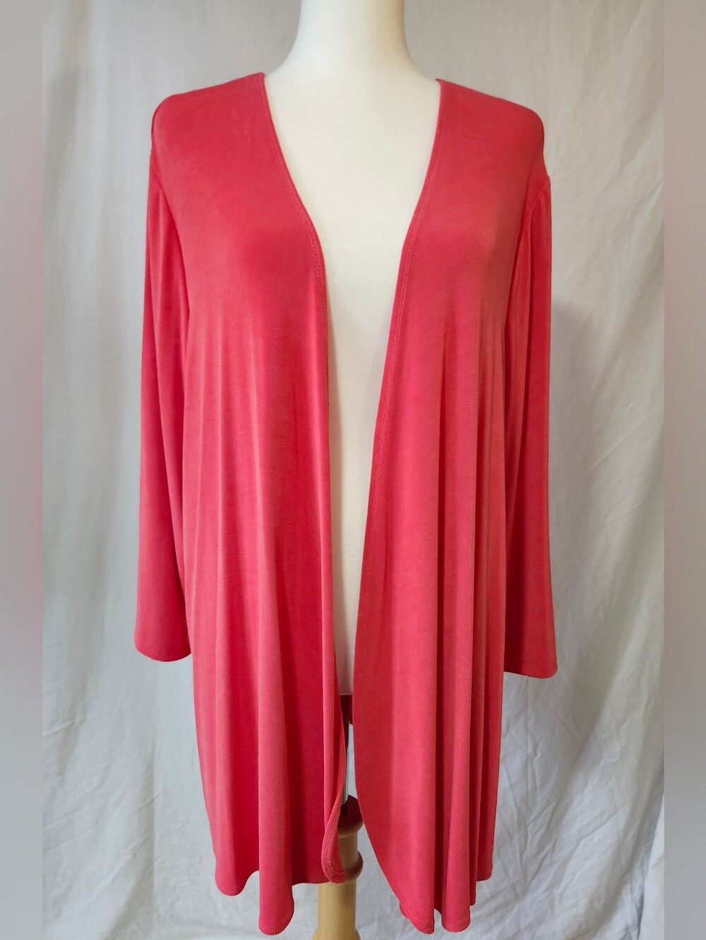 Kim & Co Open-Front Women's Cardigan Sweater - Coral Pink